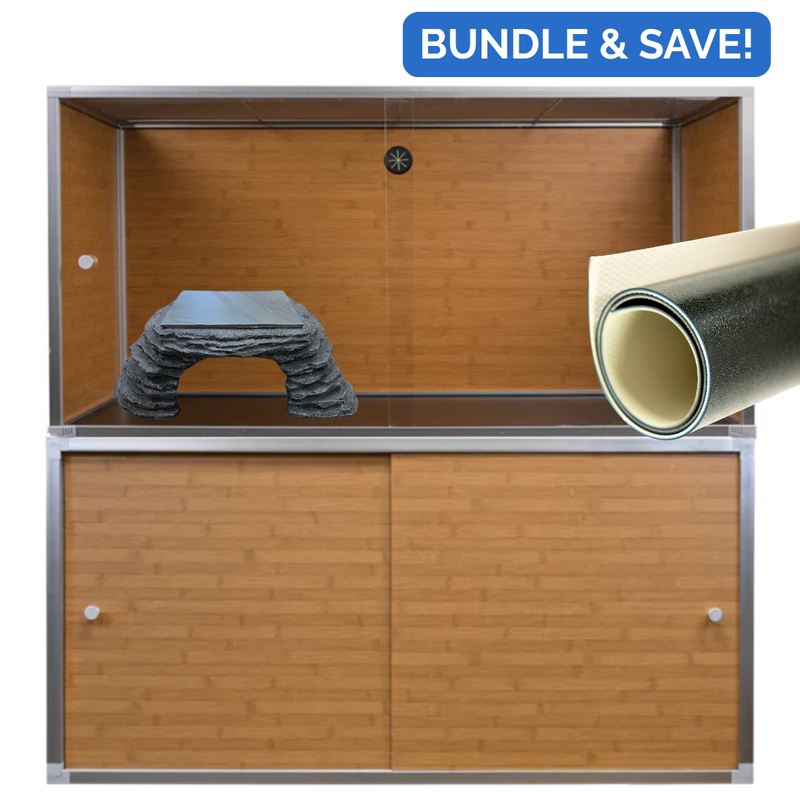 Essentials Bundle: 4'x2'x2' Reptile Enclosure + Cabinet Stand + Zen Mat + Zen Cave