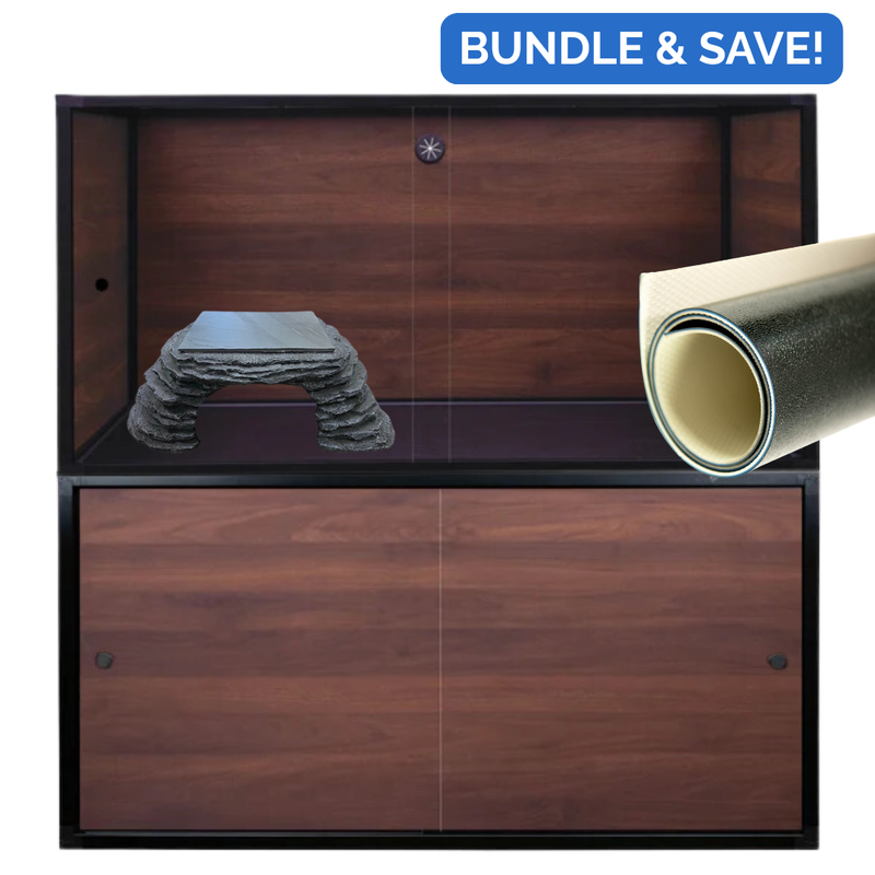 Essentials Bundle: 4'x2'x2' Reptile Enclosure + Cabinet Stand + Zen Mat + Zen Cave