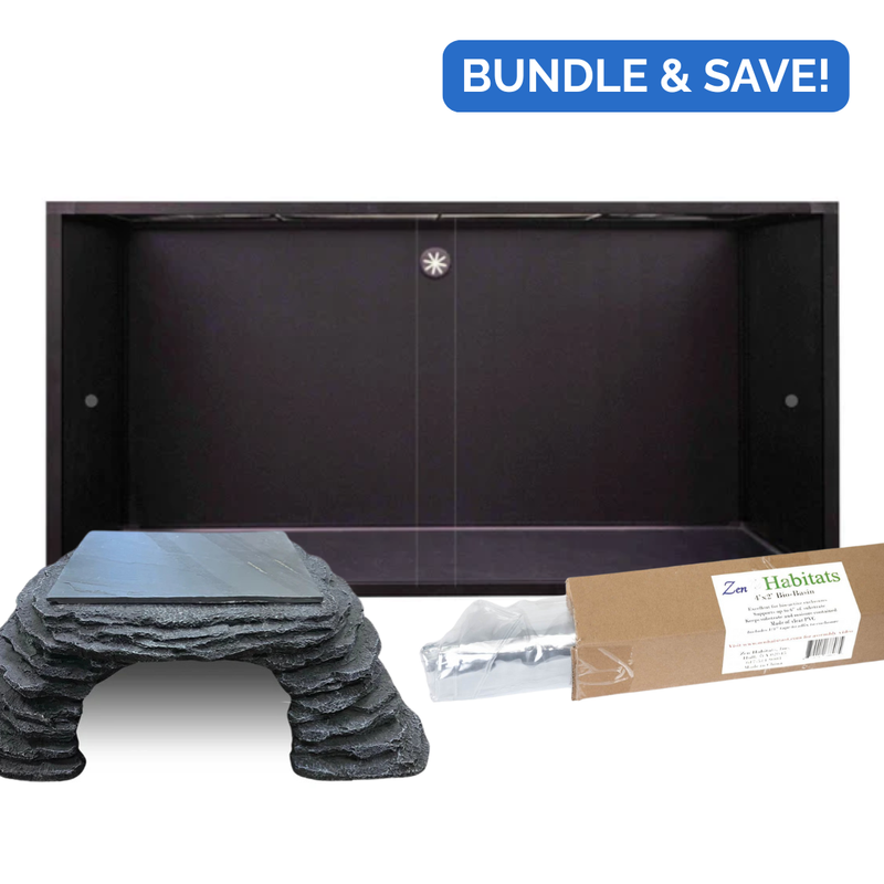 Naturalistic/Bio-Active Bundle: 4'x2'x2' Reptile Enclosure + Bio-Basin + Zen Cave