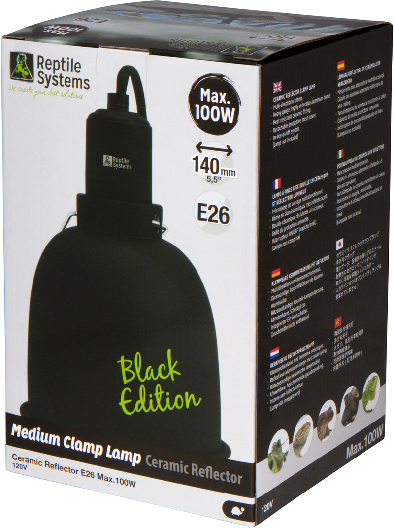 REPTILE SYSTEMS Hanging Clamp Lamp with Ceramic Reflector - BLACK, Reptile Heat Lamp Holder